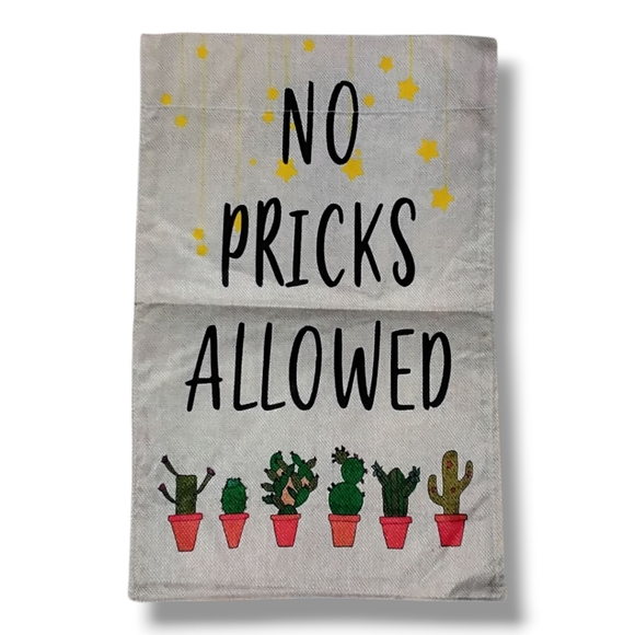 All Season Humorous Cactus Garden Woven Linen Flag - Picture 1 of 16